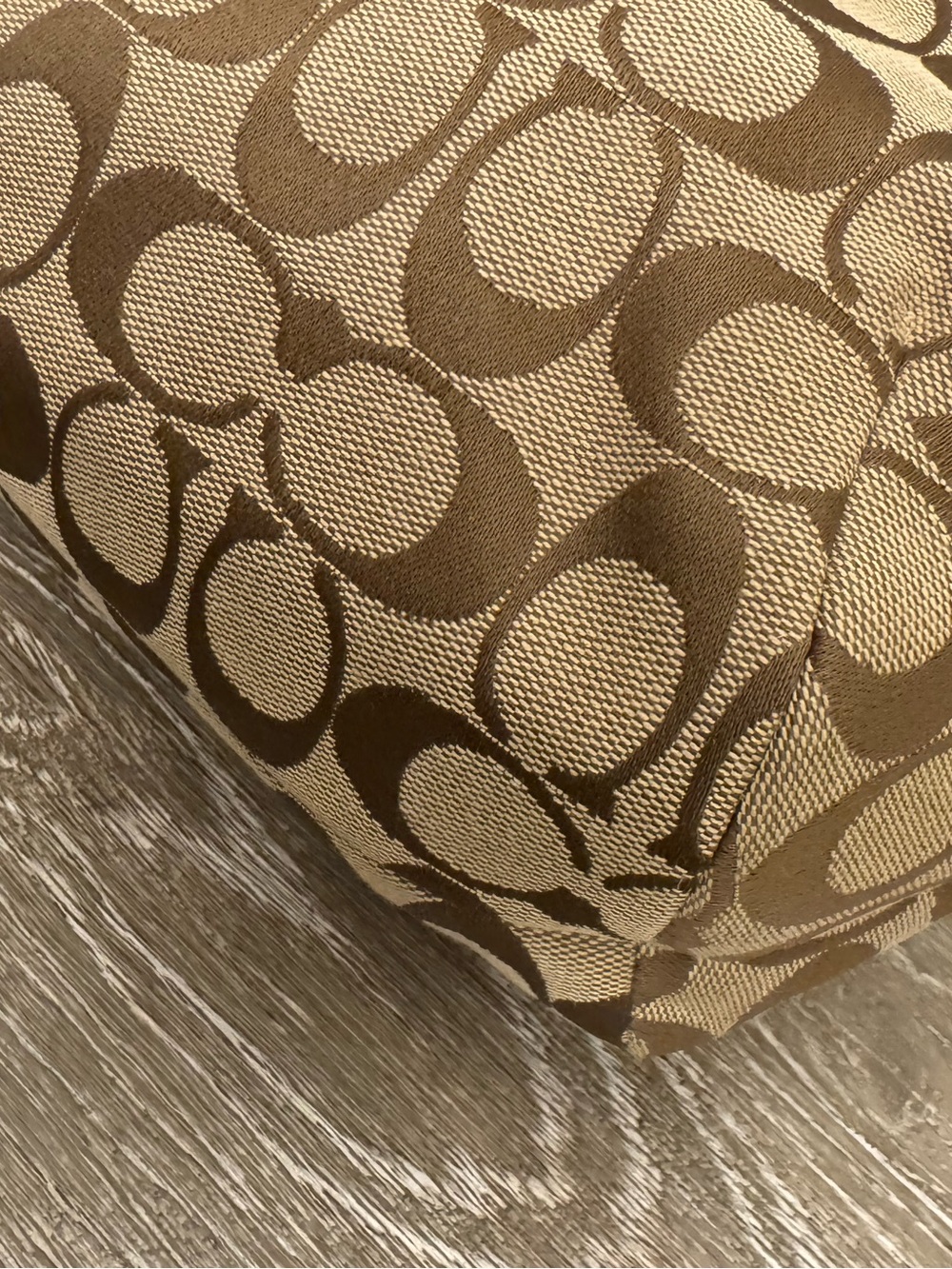 Coach Tan Signature  Canvas Tote with Brown Leather Trim - Picture 9 of 13